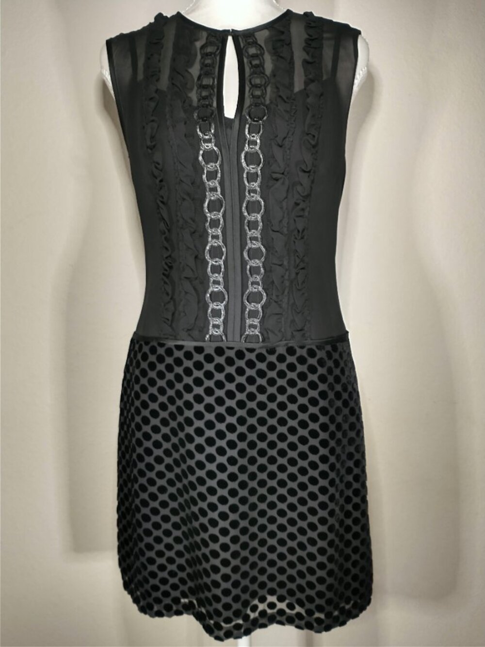 Rare VTG Nanette Lepore Whimsigoth Silk Velvet Polka Dot Dress Sz 2 Made in NYC